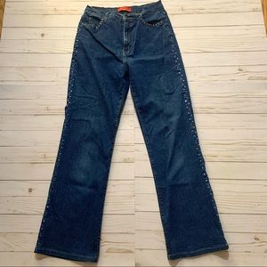 NYDJ Tummy Tuck Blue Jeans With Rhinestones-10